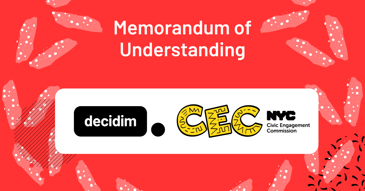 Decidim and the New York City Civic Engagement Commission formalise Partnership with a Memorandum of Understanding